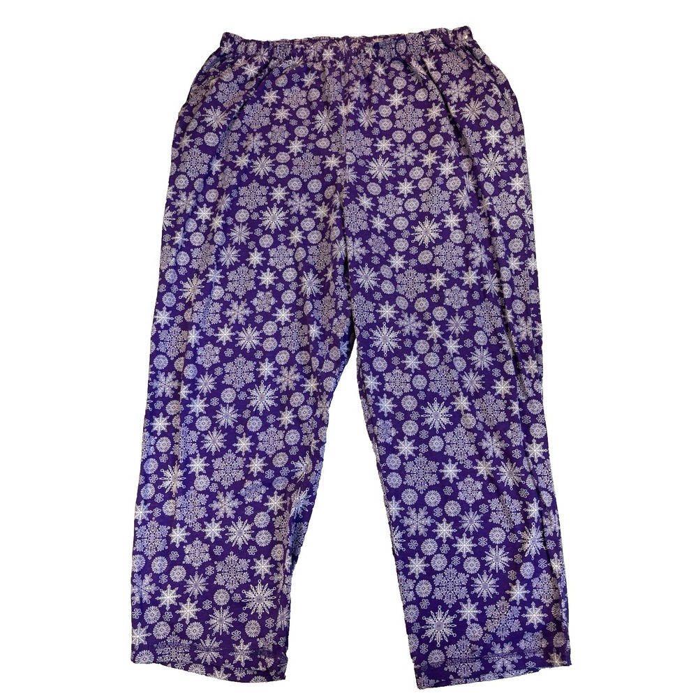 Dreams Co. Women's 1X Purple Snowflake Knit Pajama Pants Lounge Cabincore Cozy